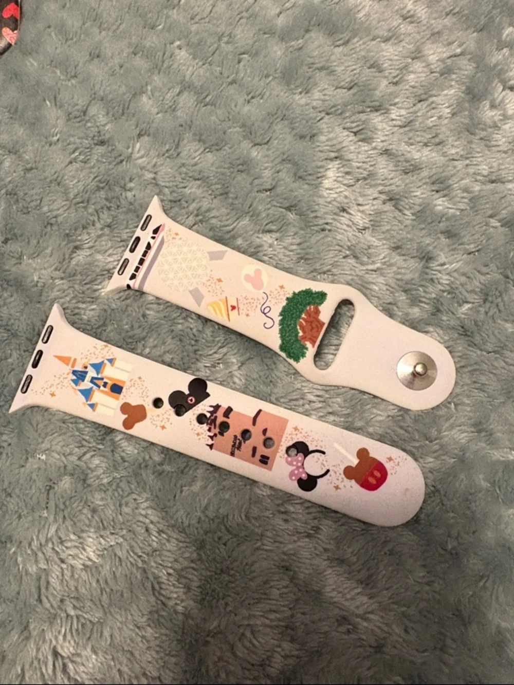 Light Purple Disney Silicone Watch Band with Cute Castle and Character Prints